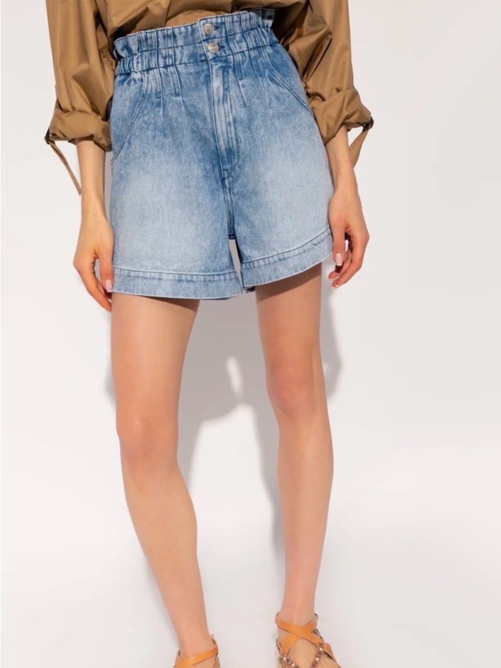 Isabel Marant Light Blue High-Waist Denim Shorts